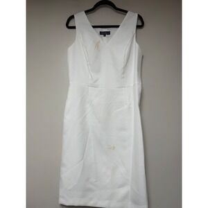 Emily White Textured V Neck Sheath Dress Size 8 Formal Business Occasion